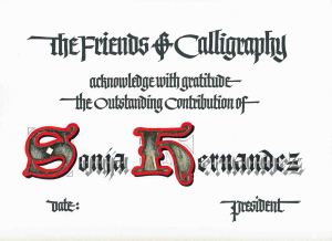 Sonja's Certificate